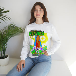 Unisex Heavy Blend™ Crewneck Sweatshirt HEAVENLY FATHER PROVIDES MATTHEW 6:28