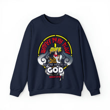 Load image into Gallery viewer, Unisex Heavy Blend™ Crewneck Sweatshirt JUSTIFIED BY HIS BLOOD ROMANS 5:9 NIV
