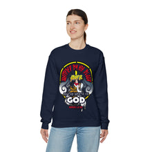 Load image into Gallery viewer, Unisex Heavy Blend™ Crewneck Sweatshirt JUSTIFIED BY HIS BLOOD ROMANS 5:9 NIV
