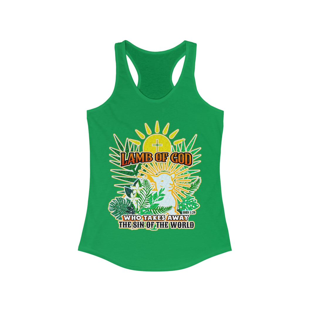 Women's Racerback Tank LAMB OF GOD JOHN 1:29