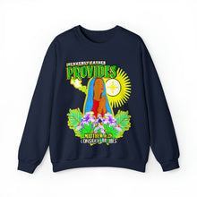 Load image into Gallery viewer, Unisex Heavy Blend™ Crewneck Sweatshirt HEAVENLY FATHER PROVIDES MATTHEW 6:28
