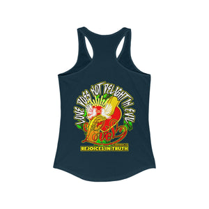 Women's Racerback Tank LOVE REJOICES IN TRUTH 1 CORINTHIANS 13:6