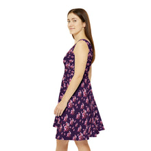 Load image into Gallery viewer, Women&#39;s Skater Dress Purple Cherry Blossom
