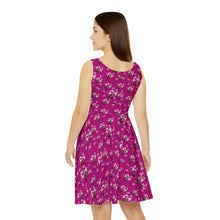 Load image into Gallery viewer, Women&#39;s Skater Dress Majenta Cherry Blossom
