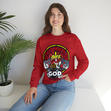 Load image into Gallery viewer, Unisex Heavy Blend™ Crewneck Sweatshirt JUSTIFIED BY HIS BLOOD ROMANS 5:9 NIV
