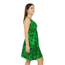 Load image into Gallery viewer, Women&#39;s Skater Emerald Star Green Dress
