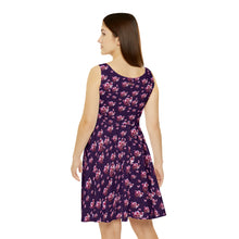 Load image into Gallery viewer, Women&#39;s Skater Dress Purple Cherry Blossom
