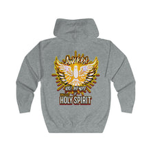 Load image into Gallery viewer, Unisex Full Zip Hoodie AWAKEN VOICE AND WORD OF HOLY SPIRIT LUKE 12:12
