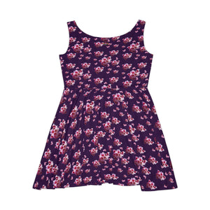 Women's Skater Dress Purple Cherry Blossom