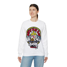 Load image into Gallery viewer, Unisex Heavy Blend™ Crewneck Sweatshirt JUSTIFIED BY HIS BLOOD ROMANS 5:9 NIV
