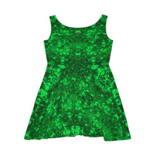 Load image into Gallery viewer, Women&#39;s Skater Emerald Star Green Dress
