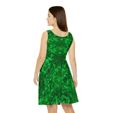 Load image into Gallery viewer, Women&#39;s Skater Emerald Star Green Dress
