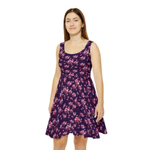 Load image into Gallery viewer, Women&#39;s Skater Dress Purple Cherry Blossom
