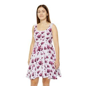 Women's Skater Dress White Cherry Blossom