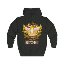 Load image into Gallery viewer, Unisex Full Zip Hoodie AWAKEN VOICE AND WORD OF HOLY SPIRIT LUKE 12:12
