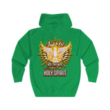 Load image into Gallery viewer, Unisex Full Zip Hoodie AWAKEN VOICE AND WORD OF HOLY SPIRIT LUKE 12:12
