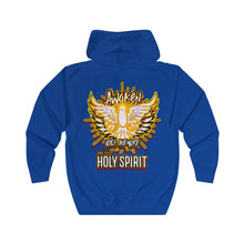 Load image into Gallery viewer, Unisex Full Zip Hoodie AWAKEN VOICE AND WORD OF HOLY SPIRIT LUKE 12:12
