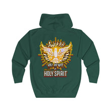 Load image into Gallery viewer, Unisex Full Zip Hoodie AWAKEN VOICE AND WORD OF HOLY SPIRIT LUKE 12:12
