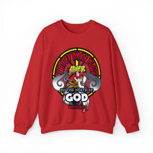 Load image into Gallery viewer, Unisex Heavy Blend™ Crewneck Sweatshirt JUSTIFIED BY HIS BLOOD ROMANS 5:9 NIV
