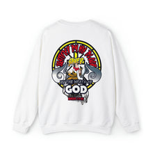 Load image into Gallery viewer, Unisex Heavy Blend™ Crewneck Sweatshirt JUSTIFIED BY HIS BLOOD ROMANS 5:9 NIV
