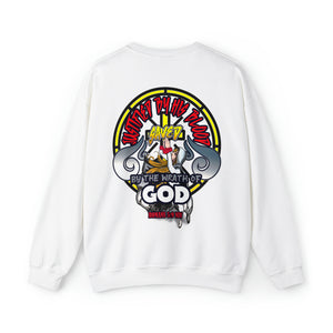 Unisex Heavy Blend™ Crewneck Sweatshirt JUSTIFIED BY HIS BLOOD ROMANS 5:9 NIV