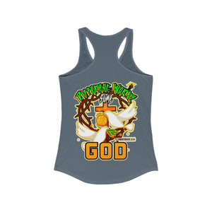 Women's Racerback Tank DIFFERENT WORKS 1 CORINTHIANS 12:6