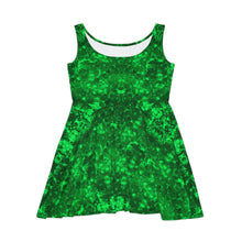 Load image into Gallery viewer, Women&#39;s Skater Emerald Star Green Dress
