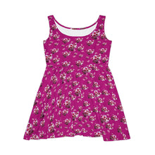 Load image into Gallery viewer, Women&#39;s Skater Dress Majenta Cherry Blossom
