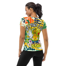 Load image into Gallery viewer, All-Over Print Women&#39;s Athletic T-shirt GOD&#39;S PEACE &amp; LOVE
