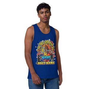 Men’s premium tank top WORSHIP HIS HOLY NAME JESUS