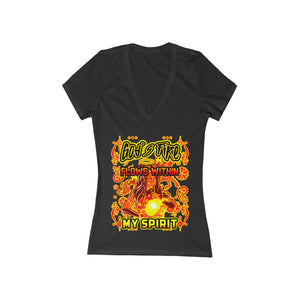 Women's Jersey Short Sleeve V-Neck Tee God's Fire