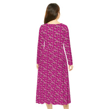 Load image into Gallery viewer, Women&#39;s Long Sleeve Dance Dress Fushia Cherry Blossom
