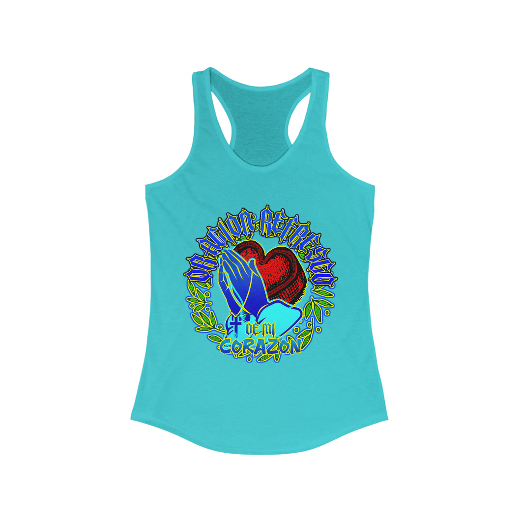 Women's Racerback Tank ORACION REFRESCO DE MI CORAZON