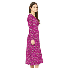 Load image into Gallery viewer, Women&#39;s Long Sleeve Dance Dress Fushia Cherry Blossom
