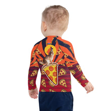 Load image into Gallery viewer, Boy&#39;s Rash Guard Pizza Tracks
