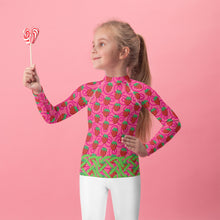 Load image into Gallery viewer, Girl&#39;s Rash Guard Strawberry Swirls
