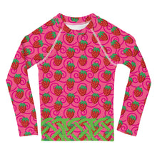 Load image into Gallery viewer, Girl&#39;s Rash Guard Strawberry Swirls
