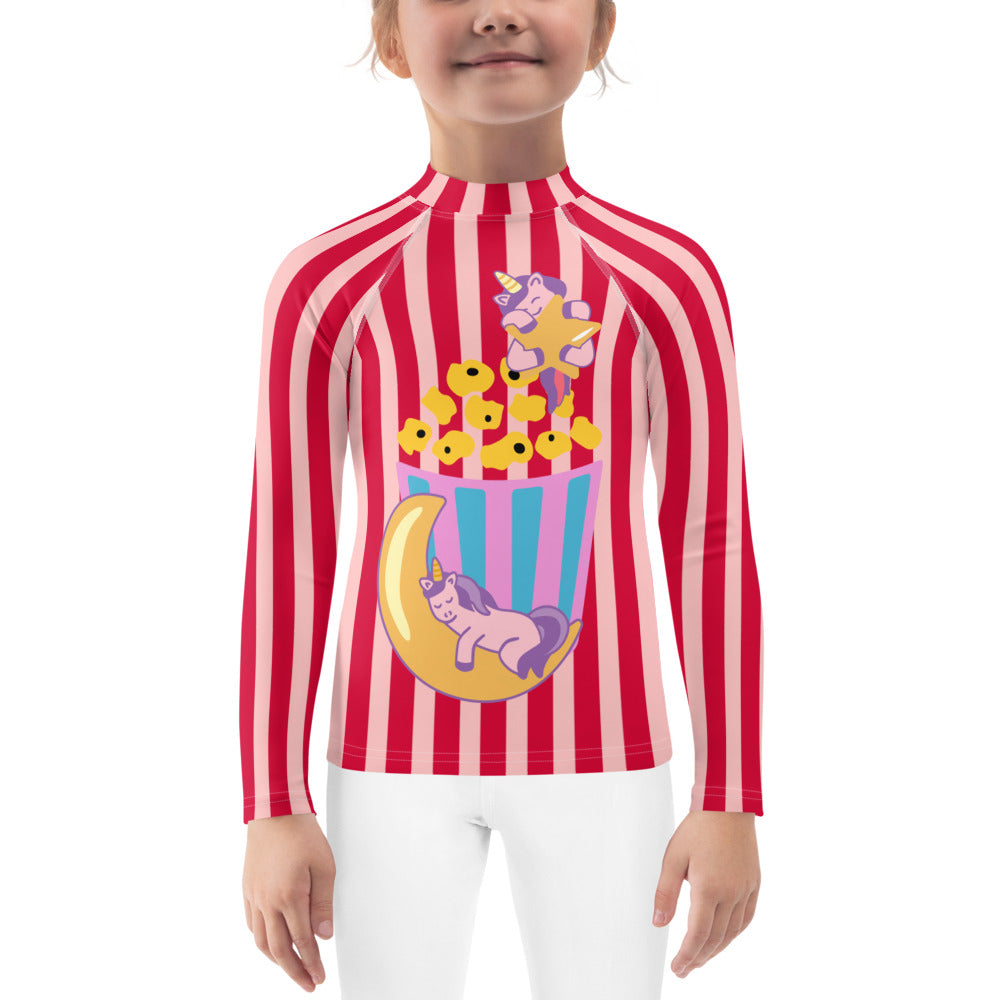 Girl's Rash Guard Popcorn Night Time