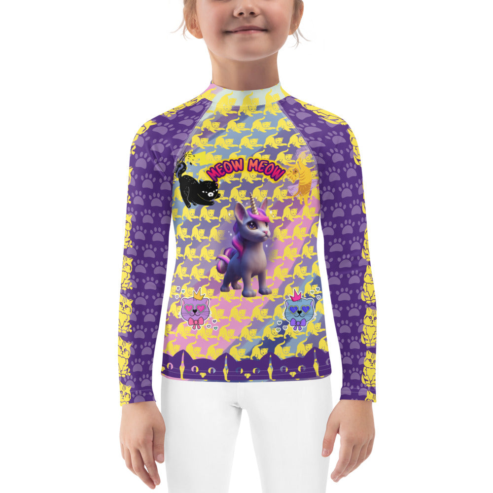 Girl's Rash Guard Meow Meow