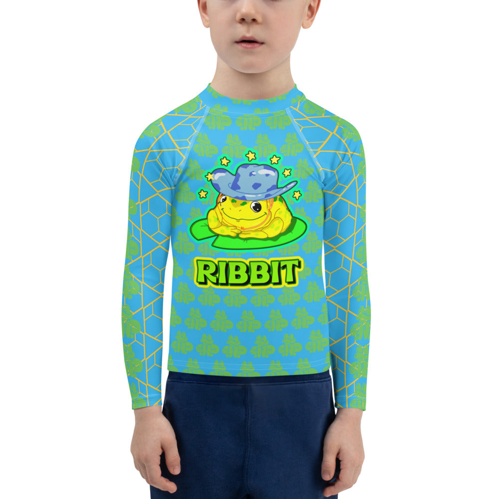 Kids Rash Guard Blue RIBBIT