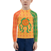 Load image into Gallery viewer, Kids Rash Guard Orange Monster
