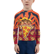 Load image into Gallery viewer, Boy&#39;s Rash Guard Pizza Tracks
