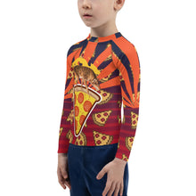 Load image into Gallery viewer, Boy&#39;s Rash Guard Pizza Tracks
