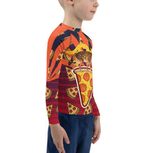 Load image into Gallery viewer, Boy&#39;s Rash Guard Pizza Tracks
