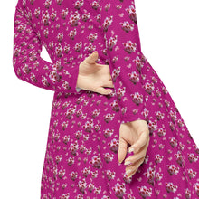 Load image into Gallery viewer, Women&#39;s Long Sleeve Dance Dress Fushia Cherry Blossom
