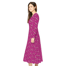 Load image into Gallery viewer, Women&#39;s Long Sleeve Dance Dress Fushia Cherry Blossom
