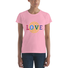 Load image into Gallery viewer, Love Peace Women’s fitted t-shirt
