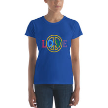 Load image into Gallery viewer, Love Peace Women’s fitted t-shirt
